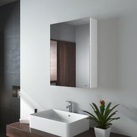 Emke - Spiegelschrank mit Spiegel unsichtbarer Griff Wandspiegel mit Badschrankmit höhenverstellbarem badezimmerschrank Laminat (Weiß, 50x65cm) von EMKE