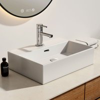 Waschbecken Aufsatzwaschbecken Hängewaschbecken für Badezimmer Gäste wc 51.5 x 36.5 x 13 cm Bad Wandwaschbecken Waschtisch Weiß - Emke von EMKE