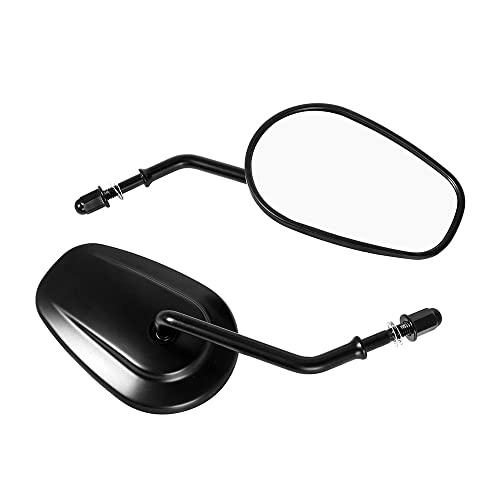 EMLEVO Für Harley Davidson Street Bob FXDB 2007-2017 Motorrad CNC Aluminium Schwarz Oval Rückspiegel Universal 8MM 10MM Seitenspiegel Spiegel (Farbe : Schwarz) von EMLEVO