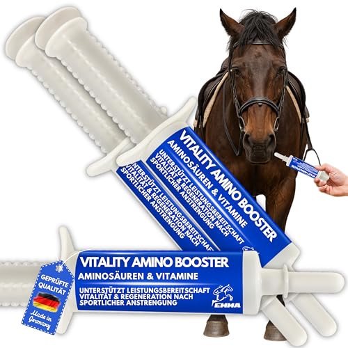EMMA Amino Vitamin Paste I Aminosäuren Pferd mit L Carnitin Vitamin E Pferd I Vitaminpaste Aminosäuren komplex Muskelaufbau Pferde I Regeneration Muskeln ​alternativ Muskel Protein Pulver Pferde 3St von EMMA
