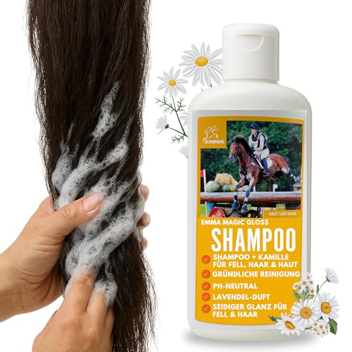 Pferdeshampoo Mane n Tail Shampoo für Hunde Pferde Katzen Tiere 0,5L mit Kamille PH-Neutral I Hundeshampoo sensitiv gegen Juckreiz und Geruch Pflegeshampoo Kämmbarkeit Fellpflege I Pflegt Haut Fell von EMMA