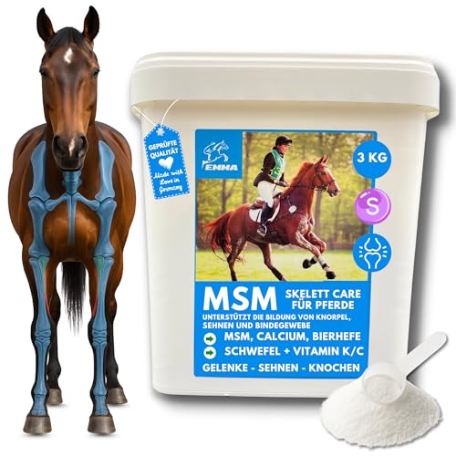 EMMA MSM Pferd - MSM Pulver für Pferde I Gelenk Pulver mit Schwefel Vitamin C Vitamin D Calcium Bierhefe I Methylsulfonylmethan Schwefel zur Unterstützung & Stärkung Gelenke Knochen 3 Kg von EMMA