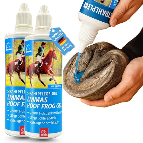 Strahlpflege bei Strahlfäule Pferde 2x100ml Strahl Schutz I Hufpflege für Pferde I Strahlpflege Pferd beugt Strahlfaeule vor I Intensiv Mittel zum Schutz Hufe Strahl Hufhorn Gel in die Strahlfurche von EMMA