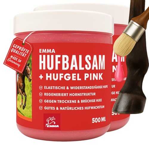 EMMA Huffett Pferde mit Lorbeeröl 2x500 ml Hufgel pink I Hufbalsam für Pferde gesunde Hufe I Huffett Pferde mit Pinsel auftragen gegen trockene Hufe & Strahlfäule Pferd Mittel I Huf Fett Strahlmittel von EMMA