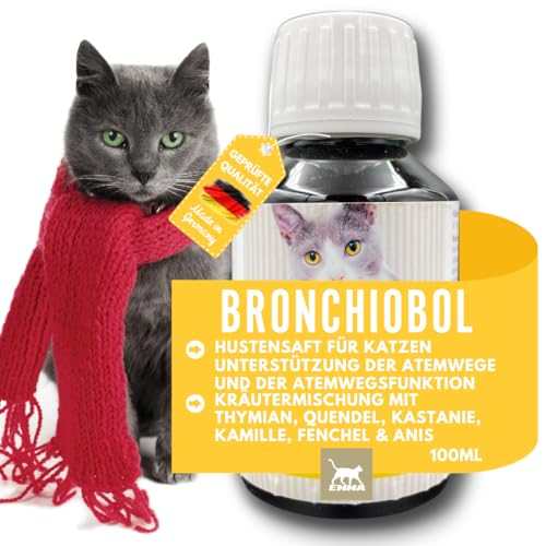 EMMA Hustensaft Katze I Thymian Bronchial Kräuter I Tropfen Anis Fenchel I Atemwegskräuter I Mittel Beruhigung Atemwege Husten I Schleimlöser I Hustenkräuter I Kräutermischung Katze 100ml von EMMA