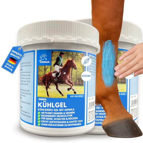 Kühlgel Pferd I Pferdesalbe Pferdebalsam kühlend 2x1000ml Gel mit Arnika Salbe hochkonzentriert I Kühlsalbe Pferd extra stark Sehnen Gelenke Muskeln I kühlende Salbe, Kühl Arnica Gel bei Muskelkater von EMMA