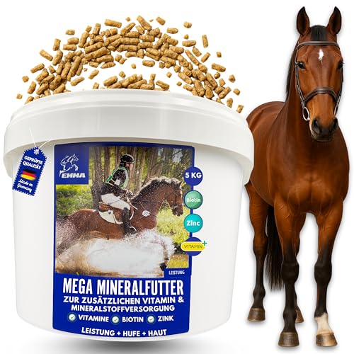 EMMA Mineralfutter Pferd I Biotin Pferd I Zink I Selen Pferde Vitamin D A C K B12 Mineralien I Mineralfutter Pferde Huf & Haut I Mineralstoffe komplex Biotin Zink hochdosiert 5Kg von EMMA