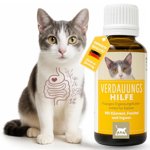 Darmkur Katze - Kräuter Aktiv Tropfen + Kümmel I Erste Hilfe Verdauung - Magen-Darm Darmflora Katze I Aufbaufutter Katze - Durchfall Hund Blähungen I Darmsanierung I Appetitanreger für Katzen 30ml von EMMA