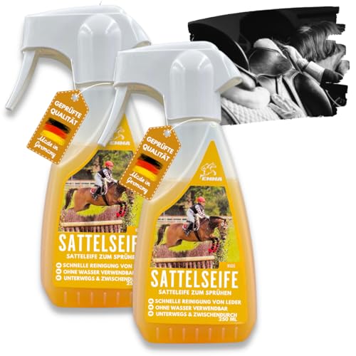 Lederseife Sattelseife • Lederfett farblos mit Bienenwachs 2x0,25 Polster Reiniger Leder Lederreiniger I Lederpflege Set für Ledercouch Sattel Pferde Trense Auto Schuhe Möbel Jacke Sofa Lederbalsam von EMMA