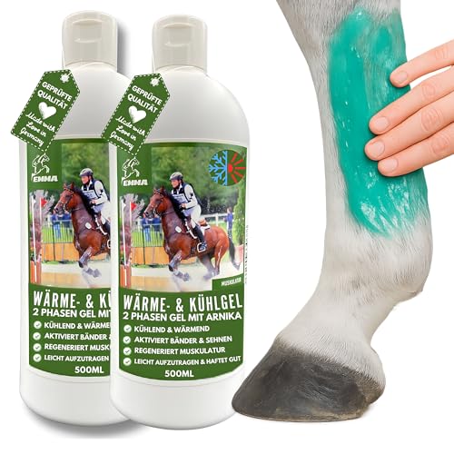 Kühlgel Pferd I Pferdebalsam wärmend & kühlend 2x500ml Arnika Salbe hochkonzentriert Gel für Sehnen Gelenke Muskeln Pferde Beine I Kühlsalbe Pferd mit Menthol Arnica Gel extra stark bei Verspanung von EMMA