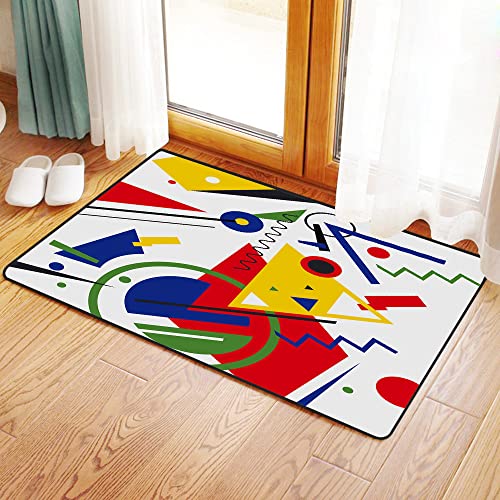 EMMCRAZ BadezimmerteppicheBlau Matte Kandinsky Abstrakt Geometrisch Bunt Supreme Red Mondrian Badezimmer-Dekor-Fußmatten Teppiche für Dusche, Badewanne, Toilette von EMMCRAZ