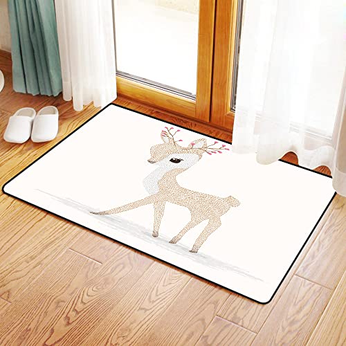 EMMCRAZ BadezimmerteppicheRotwild-Karikatur-niedliches Bambi-Tier Badezimmer-Dekor-Fußmatten Teppiche für Dusche, Badewanne, Toilette von EMMCRAZ