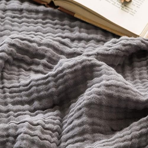 EMME Baumwolldecke 100% Musselin Decke Erwachsene 127 x 152 cm, Sofadecken Atmungsaktive Weiche Groß Decke Alle Jahreszeiten Vorgewaschen Couch Decken Baumwolle Tagesdecke, Grau von EMME