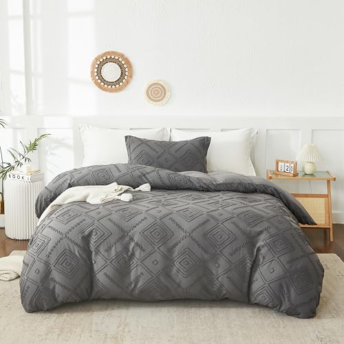 EMME Bettwätsche-Set 200x200 cm Boho mit 2 Kissenbezug 80x80cm, Dunkelgrau Getuftete Mikrofaser Bettwäsche mit Boho-Stickerei, Ganzjahres-Bettbezug, Atmungsaktiv & Pflegeleich EMME Bettwätsche-Set 200x200 cm Boho mit 2 Kissenbezug 80x80cm, Dunkelgrau Getuftete Mikrofaser Bettwäsche mit Boho-Stickerei, Ganzjahres-Bettbezug, Atmungsaktiv & Pflegeleich von EMME
