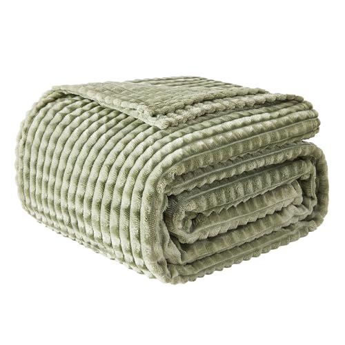 EMME Kuscheldecke Flauschige - 3D-Touch-Erlebnis Fleecedecke, Weiche Warme Wolldecke Überwurfdecke, Couchdecke, Decke für Sofa, Tagesdecke, Wohndecke, Graugrün, 130 x 150 cm von EMME