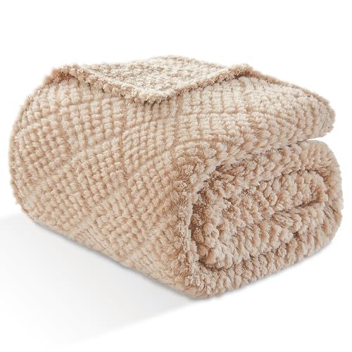 EMME Kuscheldecke Flauschige - Flanell 200x230cm Fleecedecke, Tagesdecke, Weiche Warme Wolldecke Überwurfdecke, Couchdecke, Decke für Sofa, Wohndecke, Beige von EMME