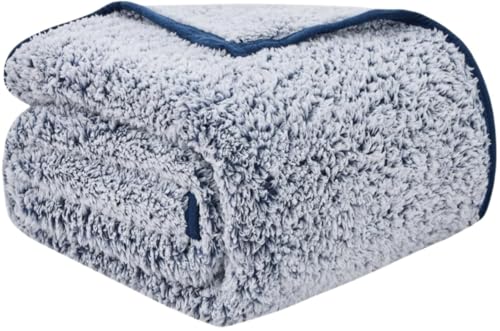EMME Kuscheldecke Sherpa Decke Flauschig，230x270 cm，Dicke und Elegant, Sofadecke Doppelgesicht Extra Weich, Warme Gemütliche Wendbare Flauschige Wohndecke Decke für Couch und Bett,Navy Blau von EMME
