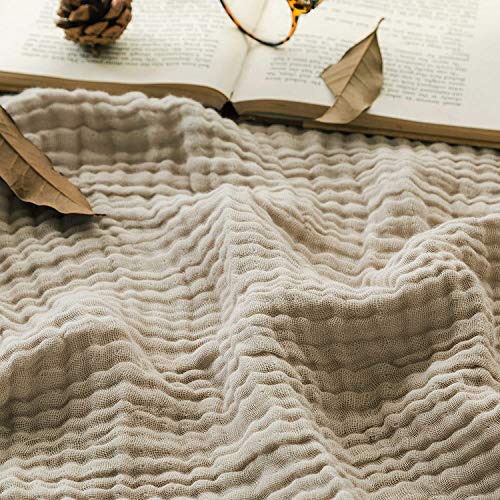 EMME Baumwolldecke, 6-Lagige Vorgewaschene Kuscheldecke, Wohndecken Atmungsaktive Weiche Beige Decke Alle Jahreszeiten Couch Decken überwurfdecke Tagesdecke, 140 x 190 cm von EMME