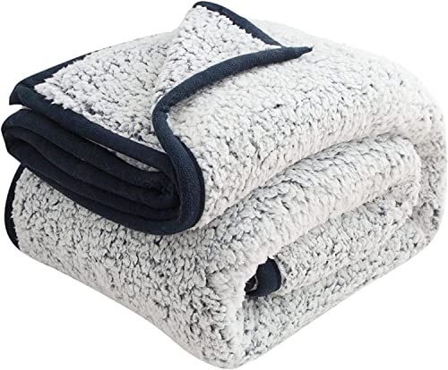 EMME Sherpa Decke Kuscheldecke, Dick und Elegant, Sofadecke Doppelgesicht Extra Weich, Warme Gemütliche Wendbare Flauschige Decke für Sofa und Bett(Navy blau, 130x150cm) von EMME