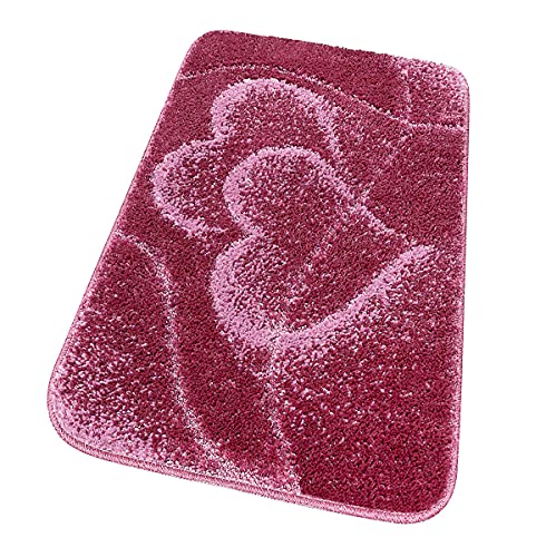 Badteppich mit Herzen, weich, rutschfest, für Schlafzimmer, Dusche, Modell IBSCO (B) 50 x 80 cm, Violett von emmevi