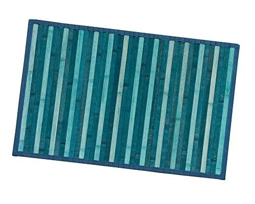 Bambus-Teppich aus Holz, Küche, Badezimmer, Schlafzimmer, Degradé, verschiedene Größen, Frühstücksbrett, Rückseite, rutschfest, Modell: Bambus, 50 x 135 cm, Blau von emmevi