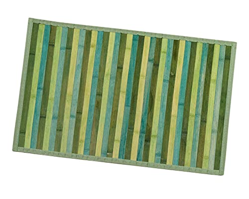 Bambus-Teppich aus Holz, für Küche, Badezimmer, Schlafzimmer, Degradé, verschiedene Größen, Frühstücksbrett, Rückseite, rutschfest, Modell: Bambus, 50 x 95 cm, Grün von emmevi