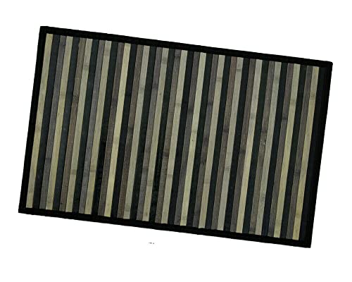 emmevi Bambus-Teppich aus Holz, rutschfest, Fußmatte, Bambus, Küche, Bad, Degradé, 50 x 77 cm, Schwarz von emmevi