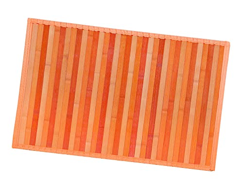 Bambus-Teppich aus Holz, für Küche, Badezimmer, Schlafzimmer, Degradé, verschiedene Größen, rutschfeste Rückseite, Modell Bambus, 50 x 135 cm, Orange von emmevi