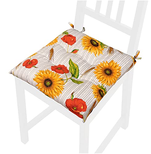 EMMEVI Weiches Stuhlkissen, universal, waschbar, mit Bändern, Sonnenblumen, Modell Calla57, 40 x 40 cm EMMEVI Weiches Stuhlkissen, universal, waschbar, mit Bändern, Sonnenblumen, Modell Calla57, 40 x 40 cm von emmevi