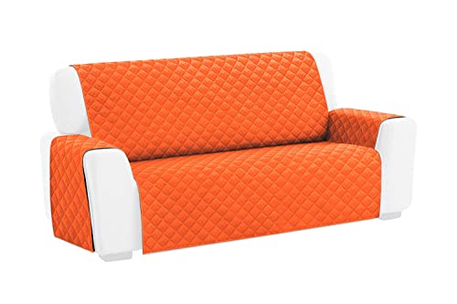 emmevi Gesteppter Sofabezug, weich, für 2-, 3-, 4-Sitzer-Sofa, Modell: Einzigartiger Sofaüberwurf für 2-Sitzer, Orange von emmevi
