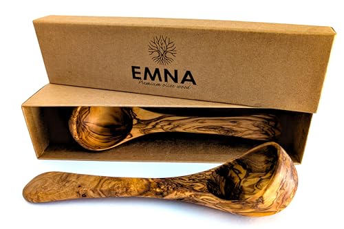 EMNA – 2er Set Schöpflöffel aus Olivenholz | Eine exquisite Geschenkidee für Küchenliebhaber | Gourmet-Geschenk | Geschenkset | Weihnachten | Frau | Mutter | Frauen | Geburtstag | Mann | Männer von EMNA