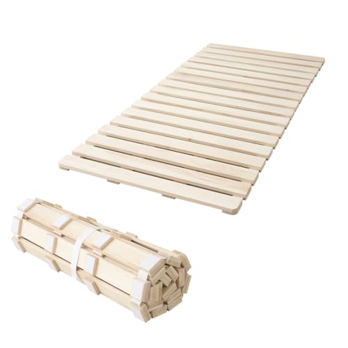 EMOOR Extra Dickes Rolllatten Futonbett Langlebiges Rollbett (100 x 200 cm) für Japanische Boden-Futon-Matratze, Holz Paulownia Boden Unlackiert Natürlich Schlafbettwäsche Gäste Tatami-Matte von EMOOR