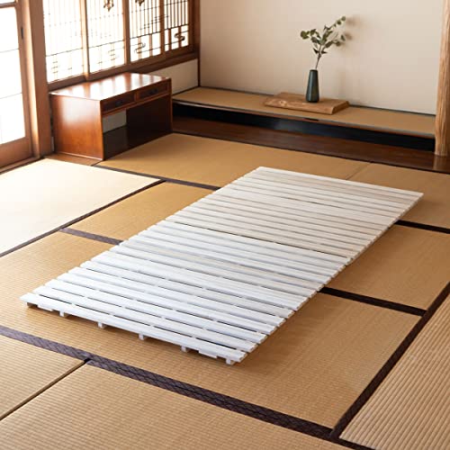 EMOOR Falttyp Latten Futonbett Einzel Größe (96 x 197 cm), Franco-Tower für Japanische Boden-Futon-Matratze, Holz Paulownia Boden Unlackiert Natürlich Schlafbettwäsche Gäste Tatami-Matte von EMOOR