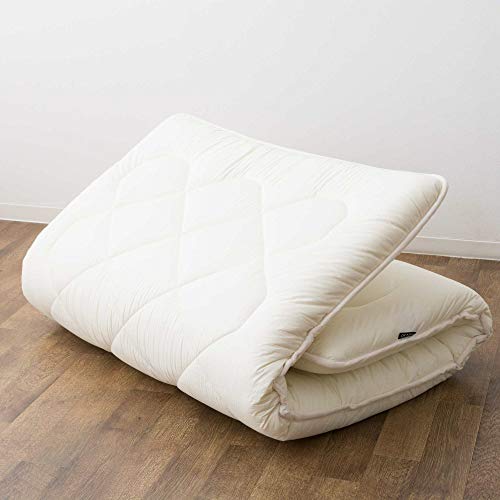 EMOOR Japanische Faltbarer Futon Matratze für Tatami, 100 x 200 cm, Weiß, Hergestellt in Japan, Französischer Wollmischung Extra Dick von EMOOR