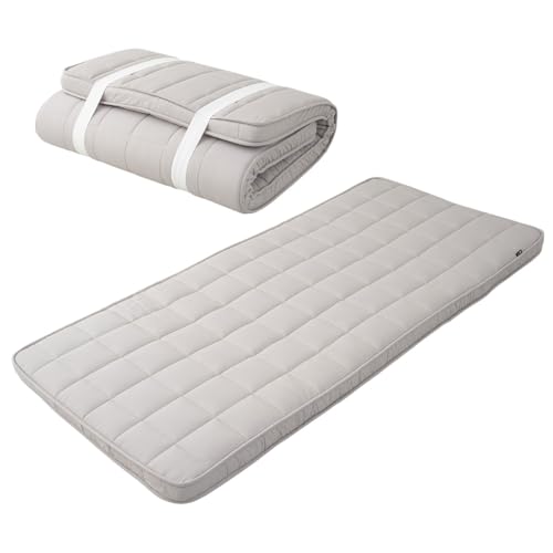 EMOOR Japanische Gepolsterte Futon Matratze Machi 90 x 202 cm Grau, Urethan- und Polyester (Fest) Zwickel Faltbar Speicherbar Gästebett Tatami-Matte von EMOOR