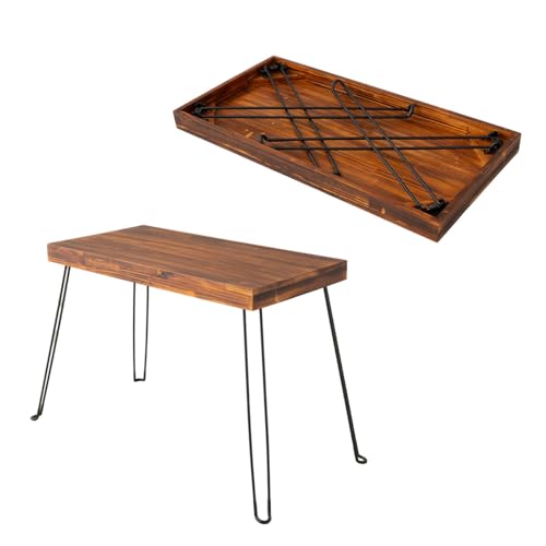 EMOOR Klapptisch Rechteckig aus Kiefernholz GRONO (Retro-Braun), Einfacher Platzsparender Tragbarer Schreibtisch Kein Zusammenbau Erforderlich Leicht Zusammenklappbar Verstaubar von EMOOR
