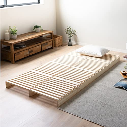 EMOOR Palettenbett Futonbett 8 Stück Set (Je 50 x 50 cm) Natur Unbemalt, für Einzelgröße Japanische Futon-Matratze, Holzbett Kiefernholz Bodenschlaf Tatami-Matte von EMOOR