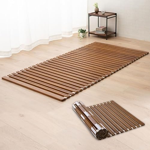 EMOOR Rollbare Lattenrostmatte OSMOS 100 x 200 cm Aus Massivem Paulownia-Holz Braun, Tatami Futonbett Palettenbett von EMOOR