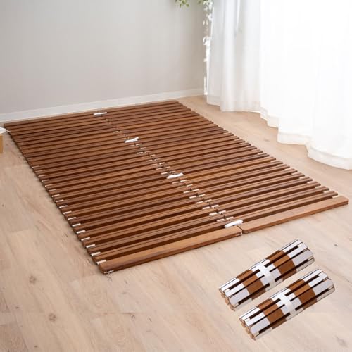 EMOOR Rollbare Lattenrostmatte OSMOS 160 x 200 cm Aus Massivem Paulownia-Holz Braun, Tatami Futonbett Palettenbett von EMOOR