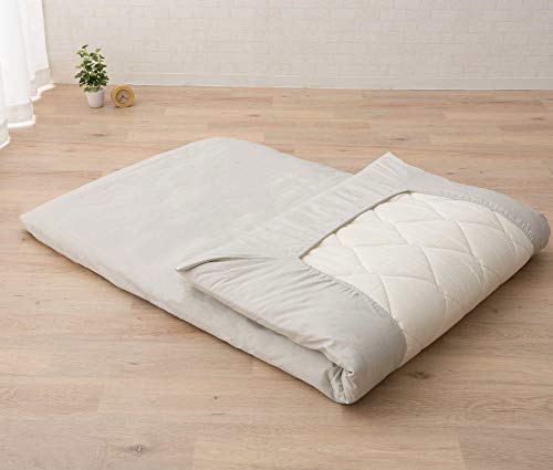 EMOOR Japanische Futon Matratze CLASSE 100 x 200 cm mit Baumwolle Spannbetttuch (Grau) Hergestellt in Japan, Faltbar Schlaf Traditionelle Boden Bett Tatami Matte Pad Baumwolle Topper von EMOOR