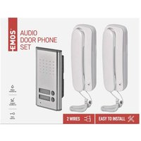Audio-Türsprechanlage Set für zwei Teilnehmer, zur Aufputzmontage, Gegensprechanlage, Audio-Kit mit Türöffner-Möglichkeit, H1086 - Emos von EMOS