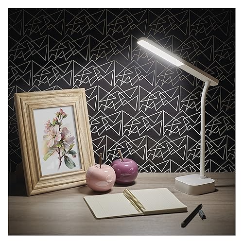 EMOS Akku-Schreibtischlampe LUCY, LED-Tischlampe aufladbar via USB, 96h Leuchtdauer, Leistung 2W, Helligkeit 100lm, kabellos, biegsam, stufenlosses Dimmen, 1m USB-Ladekabel, weiß von EMOS