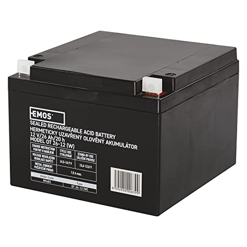 EMOS Wartungsfreier Bleiakku/Bleiakkumulator für Gefahrmeldeanlagen, Brandmeldetechnik, USV, 12V, 26Ah von EMOS