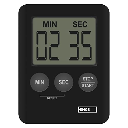 EMOS Digitaler Küchentimer/Kurzzeitmesser/Eieruhr/Kitchen Timer mit Alarm und Magnet, schwarz, 7 × 55 × 70 mm von EMOS