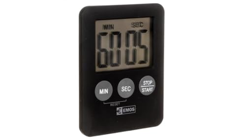 EMOS Digitaler Küchentimer/Kurzzeitmesser/Eieruhr/Kitchen Timer mit Alarm und Magnet, schwarz, 7 × 55 × 70 mm von EMOS