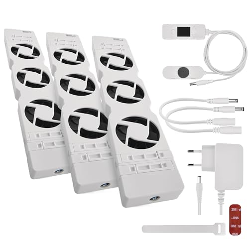 EMOS Heizung-Ventilator zum Sparen von Energie und Heizkosten, Starterset TRIO, 3 Stück Heizgebläse inkl. Temperatursensor mit Regler, Ladegerät und Zubehör, Luftdurchsatz 36 m3/h pro Ventilator von EMOS