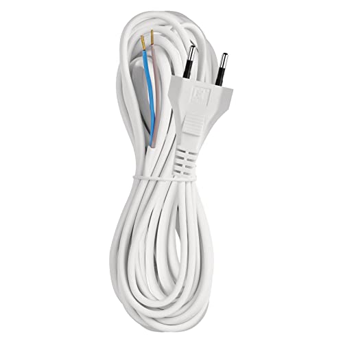 EMOS Euro-Zuleitung 5m, Netzkabel, Anschlusskabel, Verbindungskabel für Haushaltsgeräte mit Euro-Stecker, 2x 0,75 mm, H03VVH2-F Kunststoffkabel, Weiß von EMOS