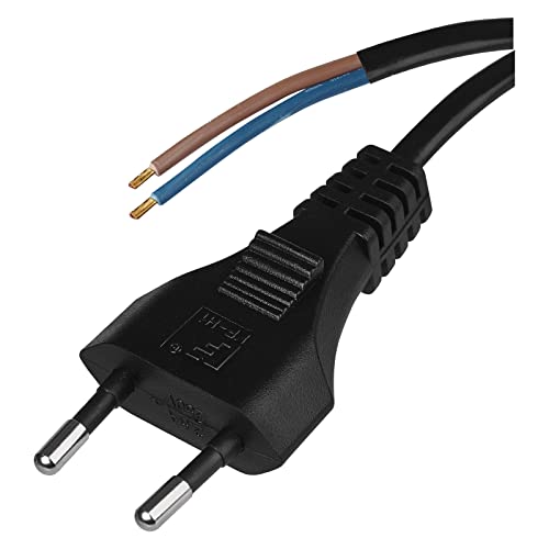 EMOS Euro-Zuleitung 5m, Netzkabel, Anschlusskabel schwarz/Verbindungskabel für Haushaltsgeräte mit Euro-Stecker, 2x 0,75 mm, H03VVH2-F Kunststoffkabel EMOS Euro-Zuleitung 5m, Netzkabel, Anschlusskabel schwarz/Verbindungskabel für Haushaltsgeräte mit Euro-Stecker, 2x 0,75 mm, H03VVH2-F Kunststoffkabel von EMOS