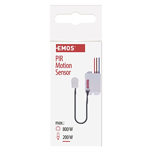 EMOS Mini Infrarot-Bewegungsmelder für Innen mit Sensor, Arbeitsfeld 360°, 6m Reichweite, Empfindlichkeit 3-2000 Lux, einstellbare Leuchtdauer, Installationshöhe 2,2 – 4 m von EMOS