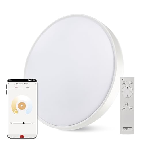 EMOS GoSmart Deckenleuchte 45W weiß, intelligente Panelleuchte für Innen, rund 50cm, 2700 lm, dimmbar, einstellbare Lichtfarbe, steuerbar mit Fernbedienung oder App, kompatibel mit Amazon Alexa von EMOS